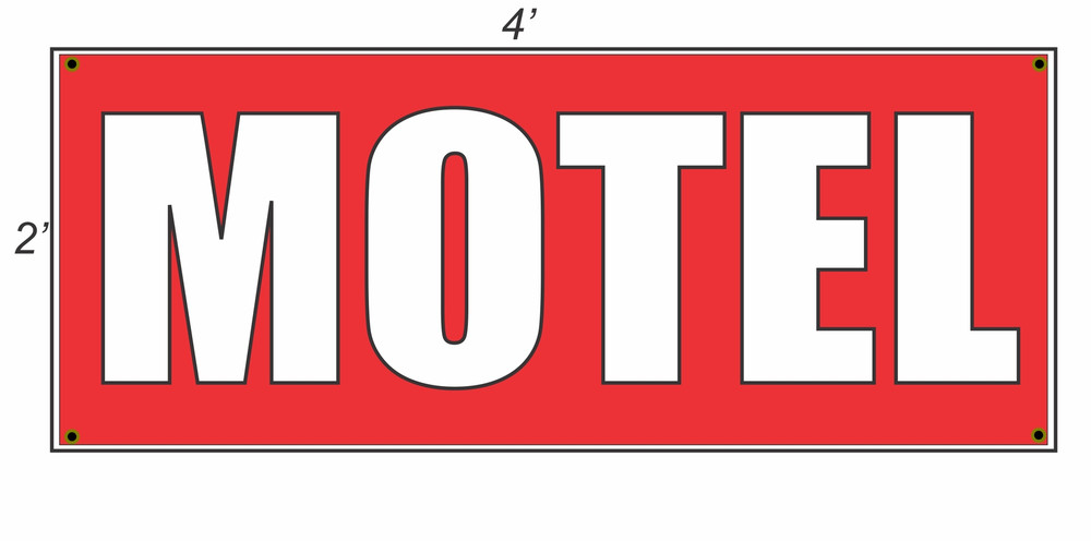 Upgrade Your Space with a NEW 2x4 MOTEL Red and White Copy Banner Sign - Eye-Catching and Durable Design