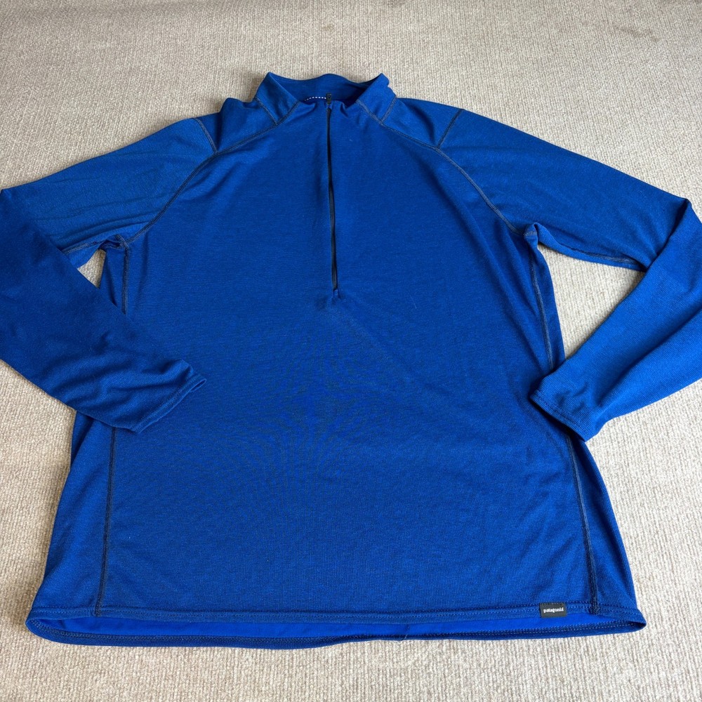 Patagonia Mens Shirt 2XL Blue 1/4 Zip Capilene 2 Solid