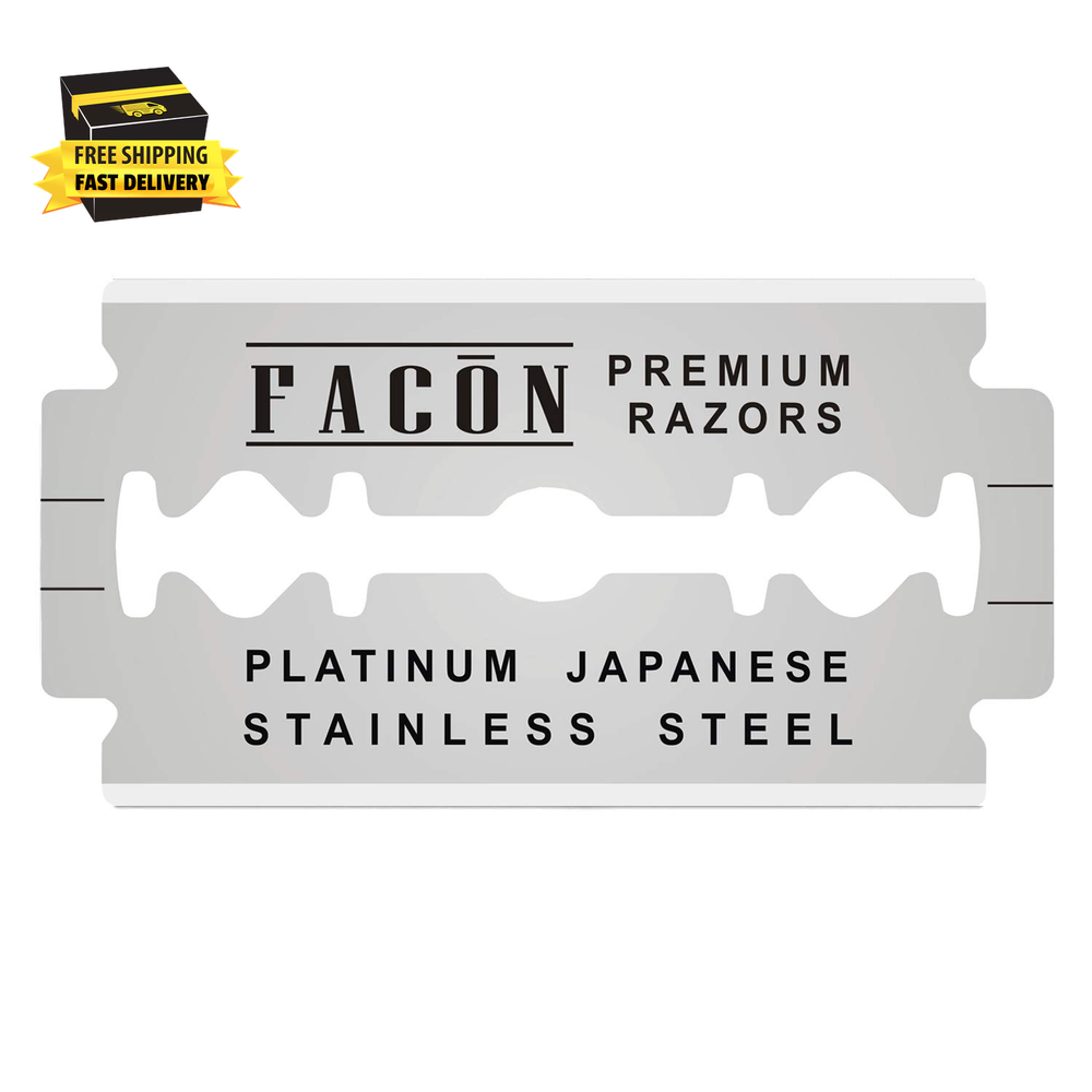 50 Facón Platinum Japanese Stainless Steel Double Edge Razor Blades for Safety R