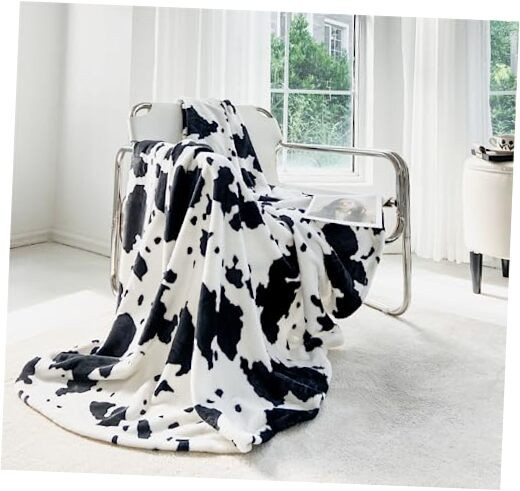 Cow Print Blanket Soft Fuzzy Fleece Flannel Cow Throw Blanket for Couch Bed