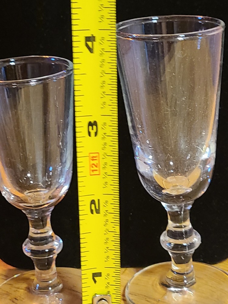 Vintage Ball Stem Cordial Mini Flute Shot Glasses Clear Glass