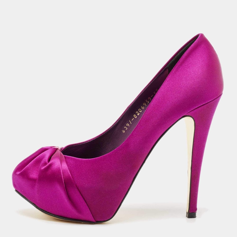 Gina Purple Satin Claire Platform Pumps Size 385