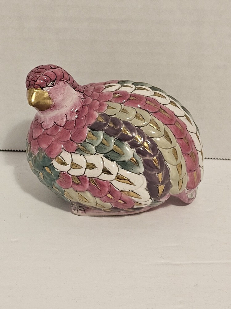 Vintage Hand-Painted Chinese Quail Partridge Porcelain Figurine on Offer