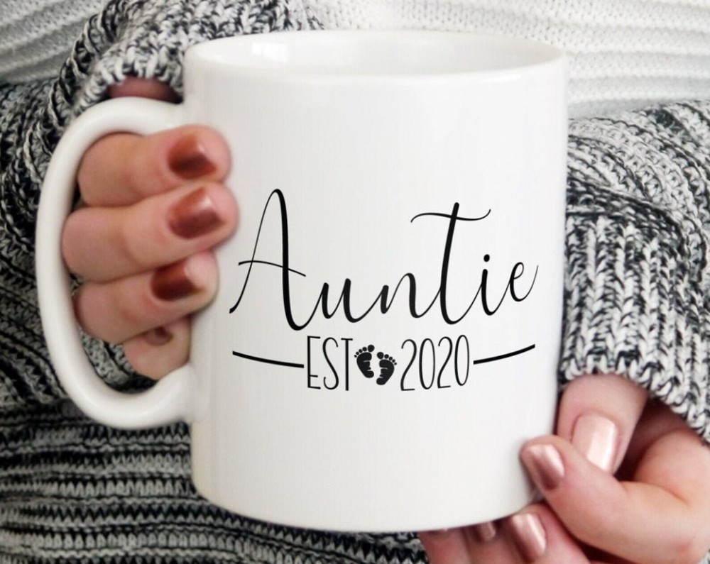 Auntie Est 2021 Tiny Feet Design Printed Mug Gift For Her New Auntie Gift New