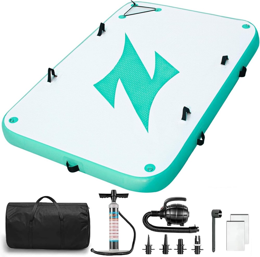 Inflatable Floating Dock Platform 8x5x6 Feet Mint Green