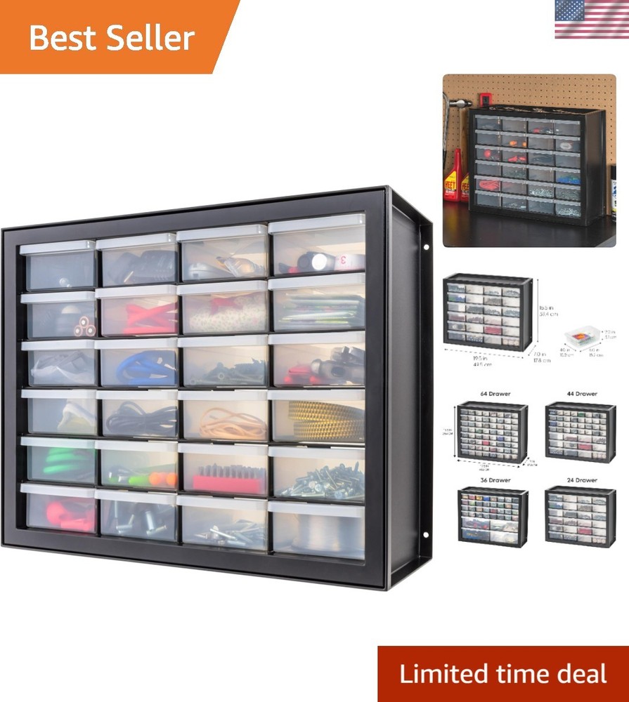 Durable Plastic 24 Drawer Organizer Cabinet - Ideal for Craft and Hardware