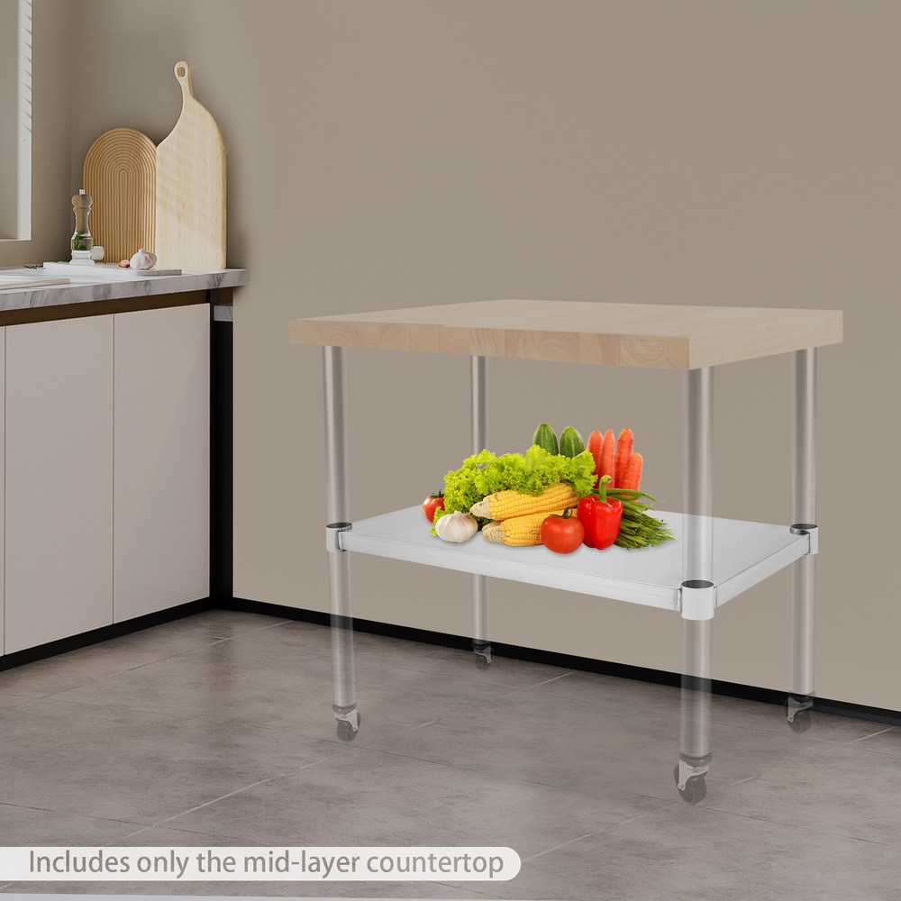 Stainless Steel Adjustable Under Shelf for Work Table 220lbs Load Capacity US