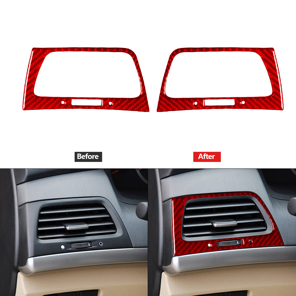 Red Carbon Fiber Side Air Vent Outlet Trim Cover For Honda Accord Sedan 2008-12
