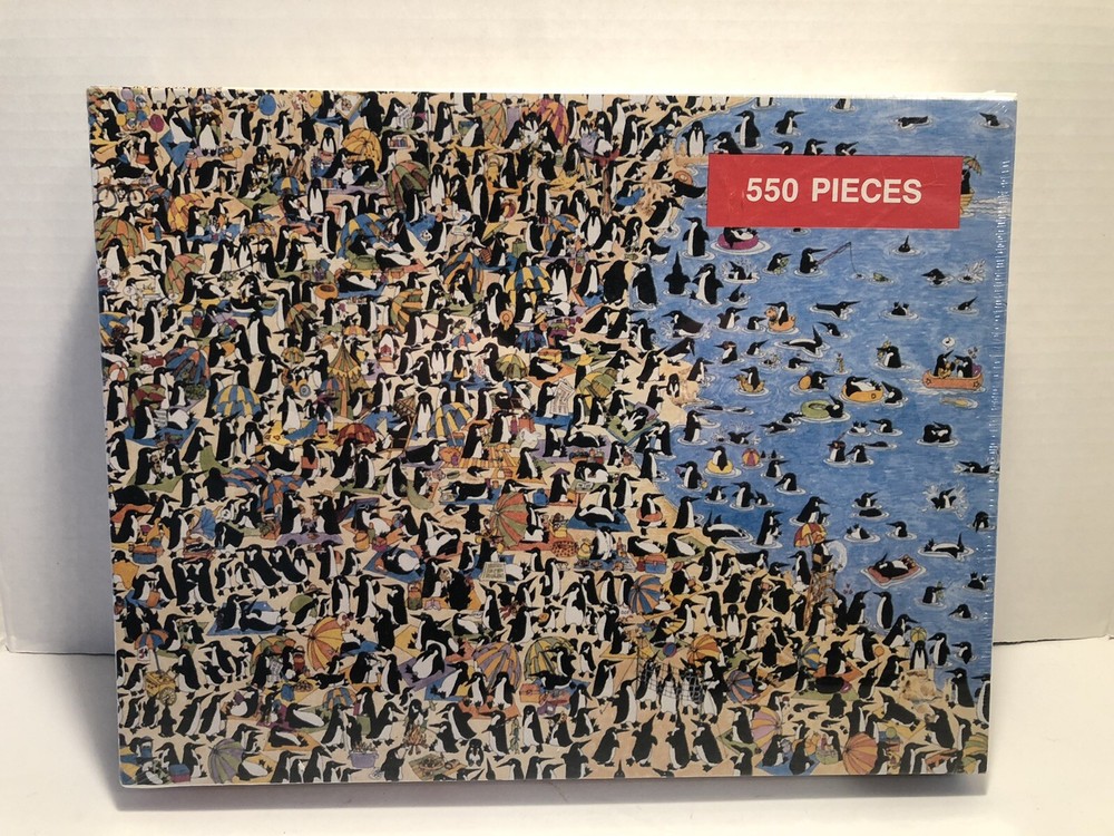 Vintage 1987 Penguins At The Beach 550-Piece Jigsaw Puzzle by Susan Sturgill Sealed New
