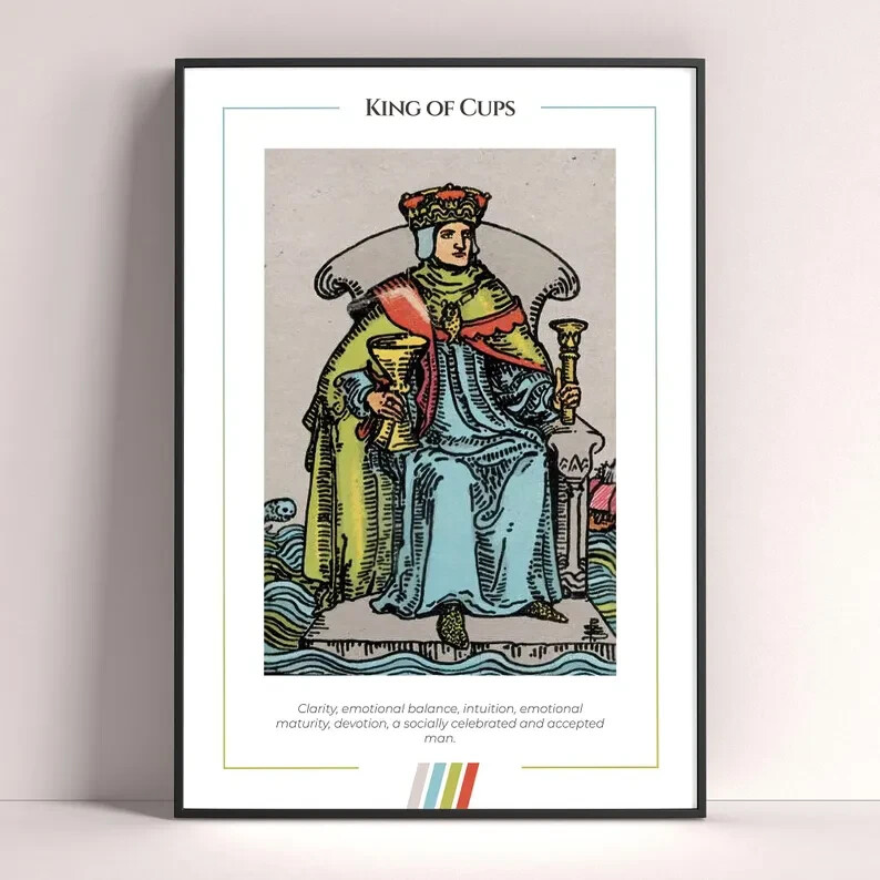 King of Cups Tarot Card Art Print Digital Download Tarot Poster