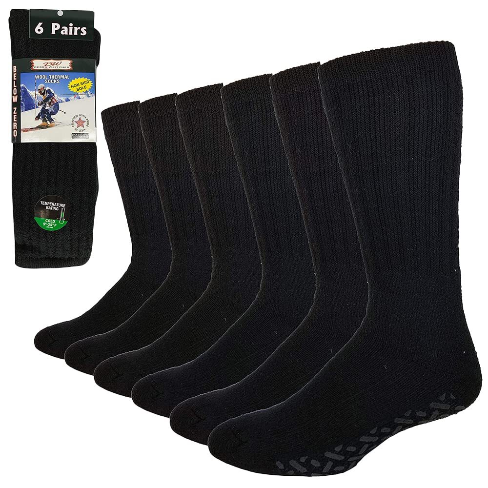 6 Pairs Merino Wool Thermal Socks Men and Women Warm Cushioned Hiking Crew So...