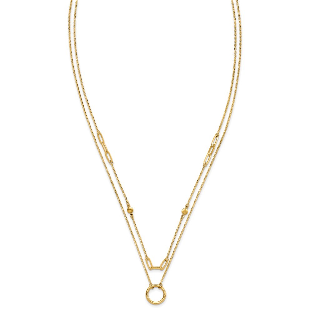 14k Yellow Gold Polished Double Layer Necklace 18