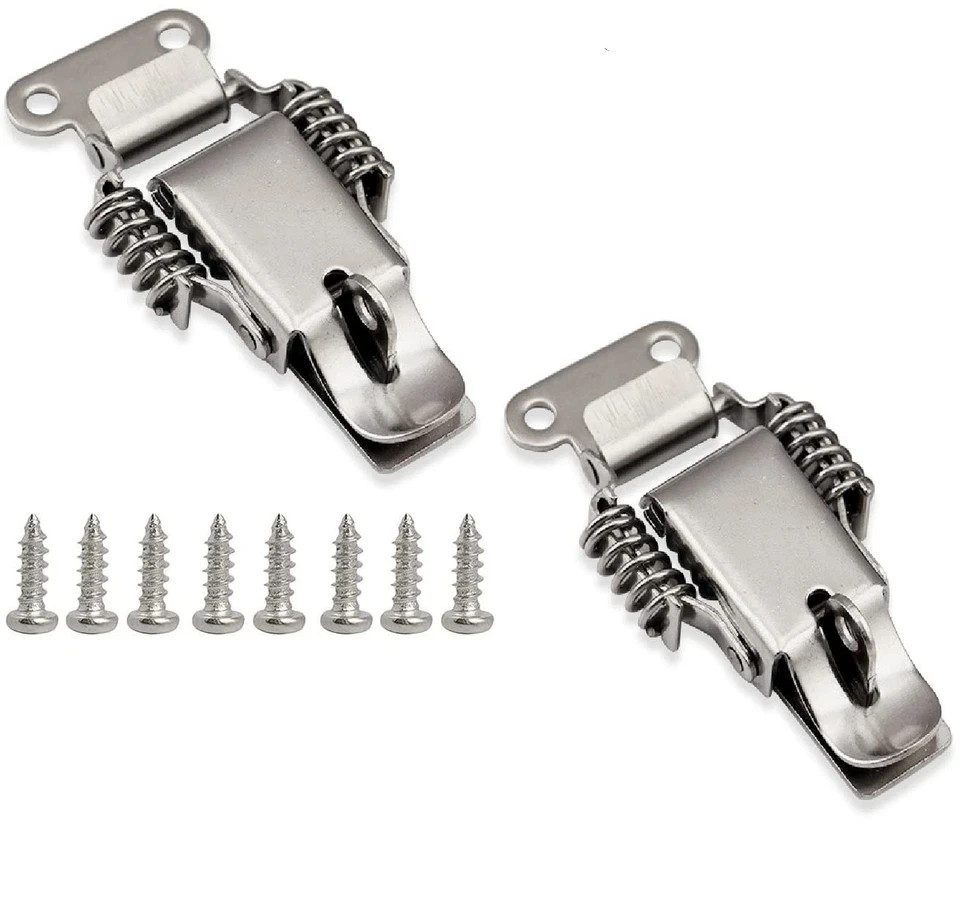 Heavy Duty Stainless Steel 304 Spring hasp Toolbox Toggle latches Lock Wood S...