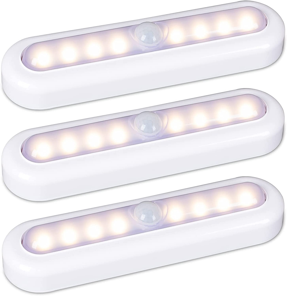 3 Pack 7” Motion Sensor Lights Indoor Battery Operated, Stick on LED Light for C