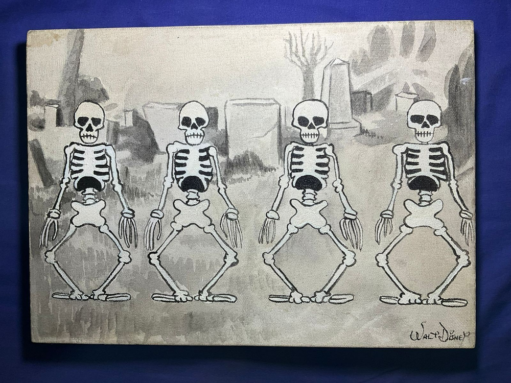 Walt Disney oil painting on  canvas, vtg stamped signed