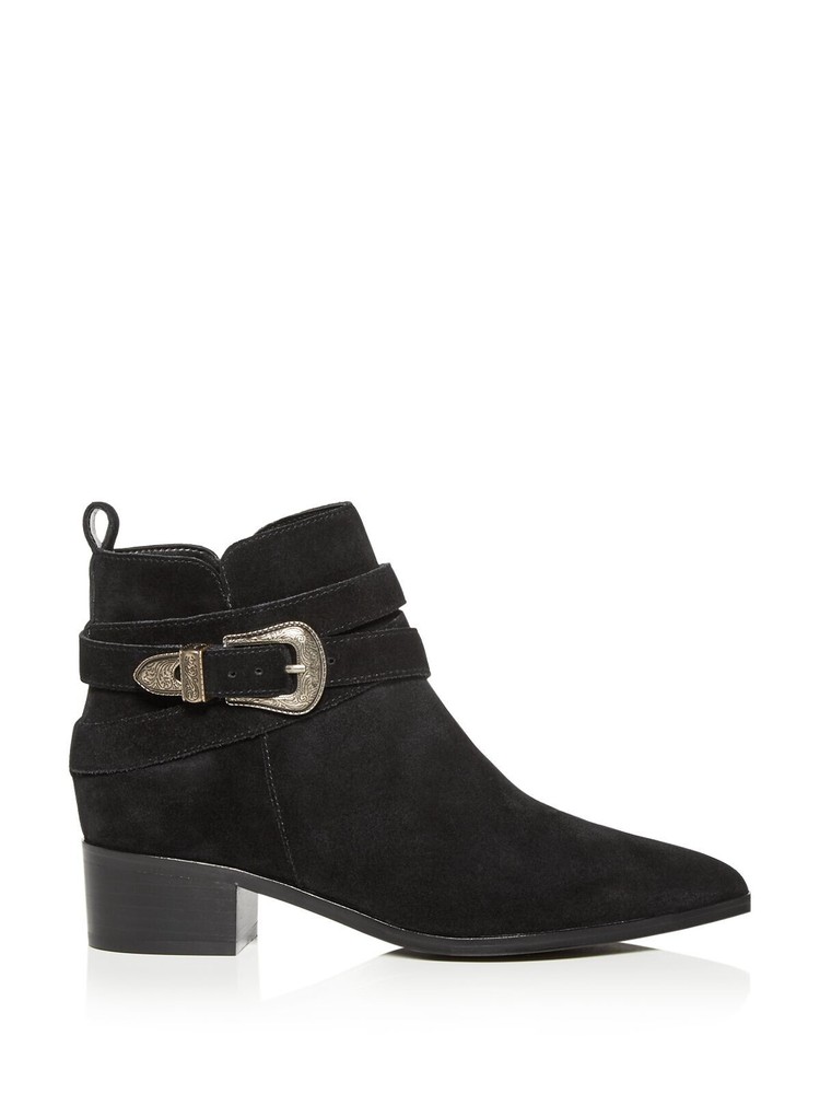 MARC FISHER Womens Black Yandi Square Toe Block Heel Leather Booties 6 M