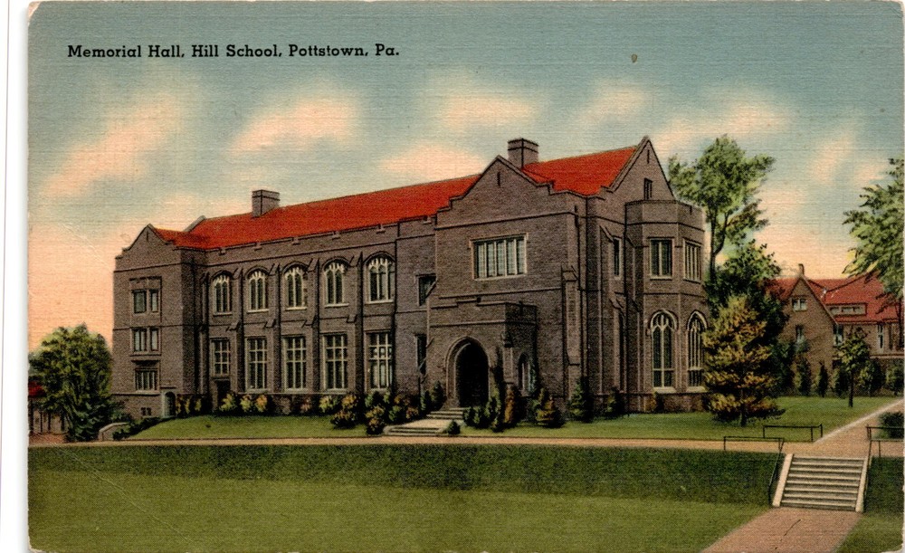 Memorial Hall, Hill School, Pottstown, Pa, TICHNOR BROS., Postcard