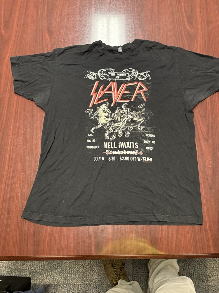 Slayer Black T-shirt Medium Hell Awaits Tour 1985 TULTEX 2XL