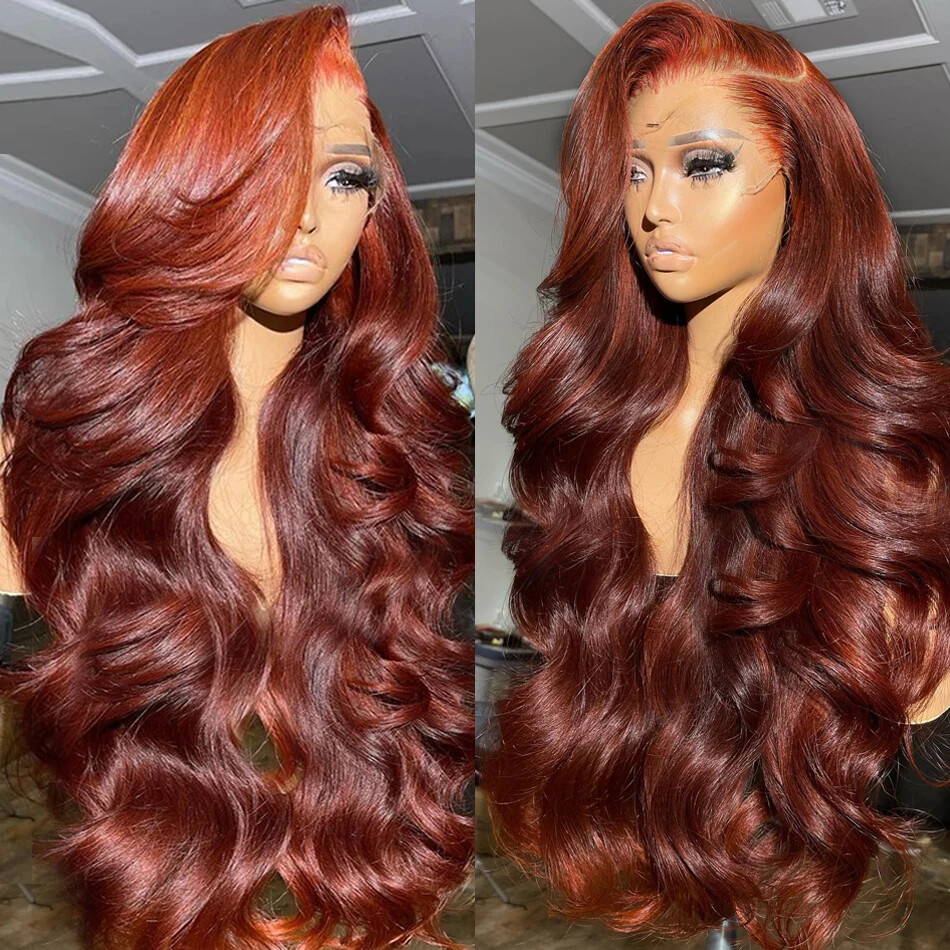 Reddish Brown Body Wave HD Lace Wig Glueless Pre Plucked Human Hair