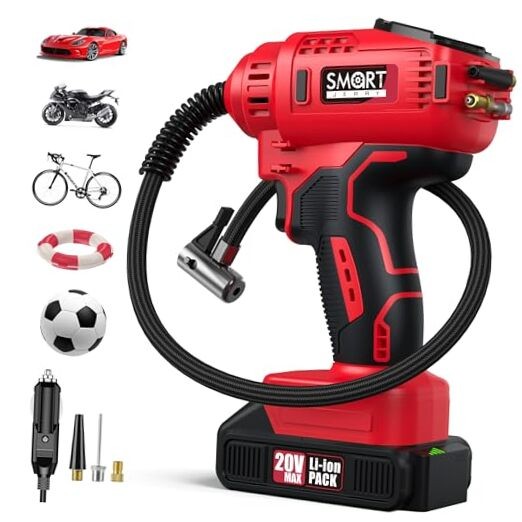 - Car Tire Inflator Portable Air Compressor | 20V/12V Dual-Power Cordless Air