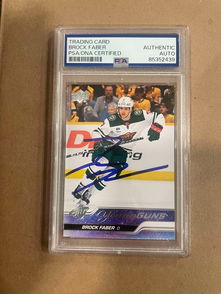 Brock Faber Signed 2023-24 Upper Deck Young Guns #215 Autographed Auto PSA DNA