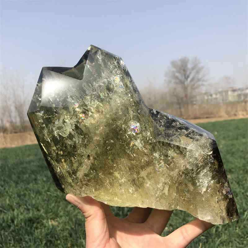 3050g Natural Smokey Citrine Obelisk Quartz Crystal Double Point for Reiki Healing and Energy Work