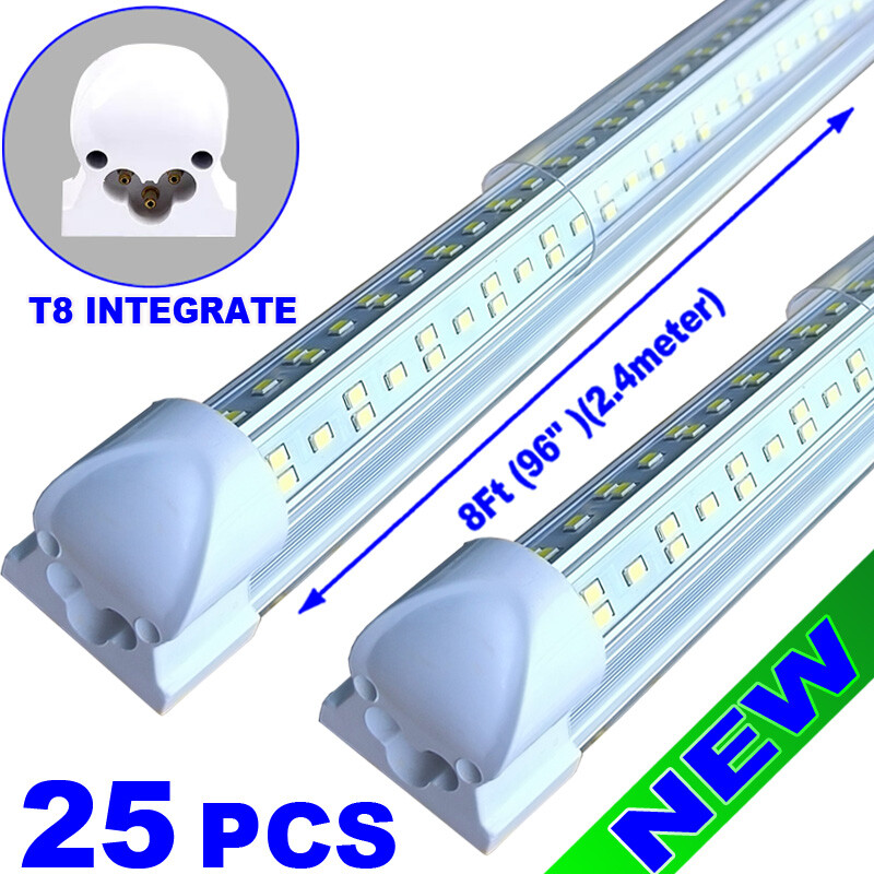 8 Foot Led Shop Light 144w 8Ft Led Tube Light  Integrated V-Shape Fixture 25 pc