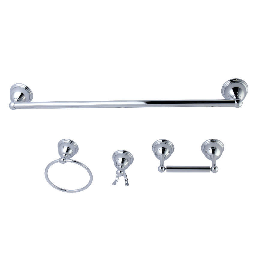 Kingston Brass BAK3961478 Restoration 4 Piece Bathroom Package - Chrome