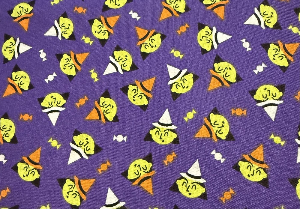 Halloween Cotton Fabric Witches & Candy Prpl QS by the yard