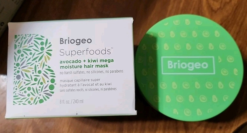 BRIOGEO SUPERFOODS AVOCADO + KIWI MEGA MOISTURE HAIR MASK (8OZ/250ML) NEW IN BOX