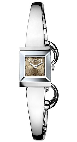 Gucci G-Frame Womens Brown Dial Stainless Steel Watch YA128510 $950 MSRP