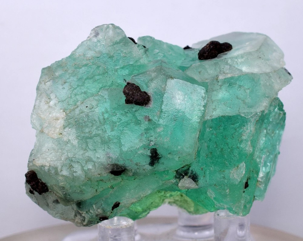4.8cm Shiny Green Fluorite Crystal from Huanzala Peru K79