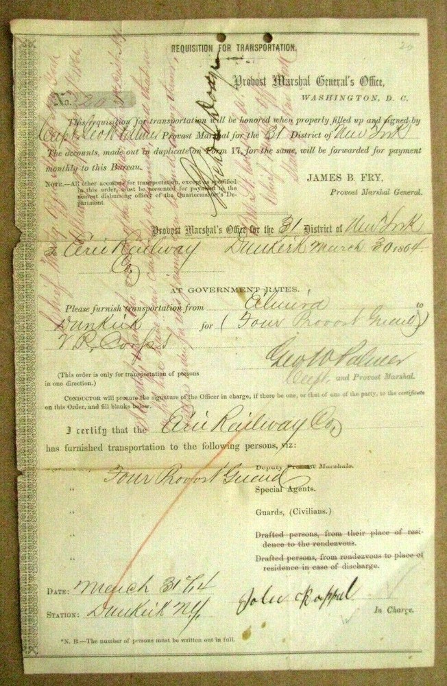 Civil War Colonel Richard Dodge Autographed Voucher Document-image