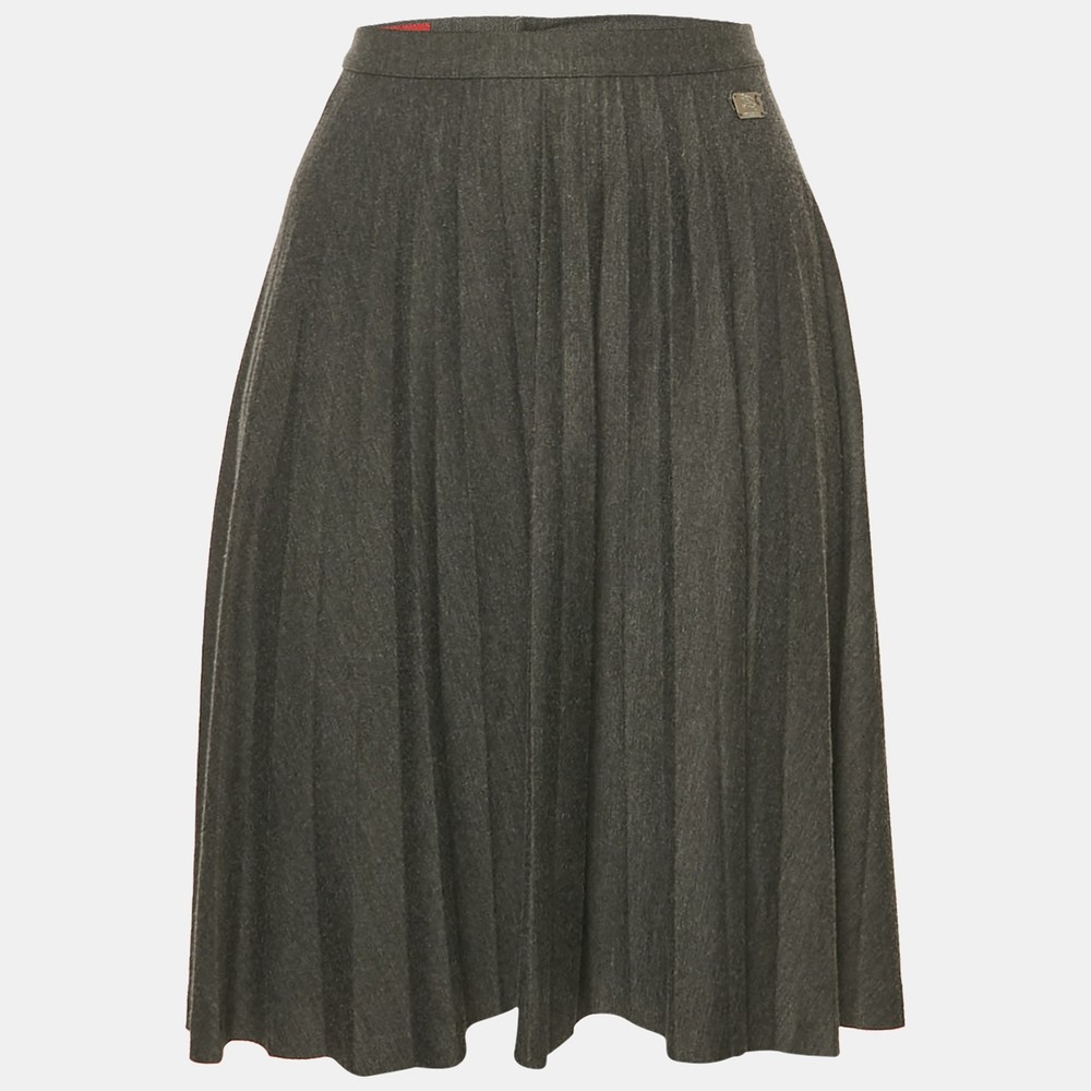 Burberry Black Jersey Flared Mini Skirt with Stretch