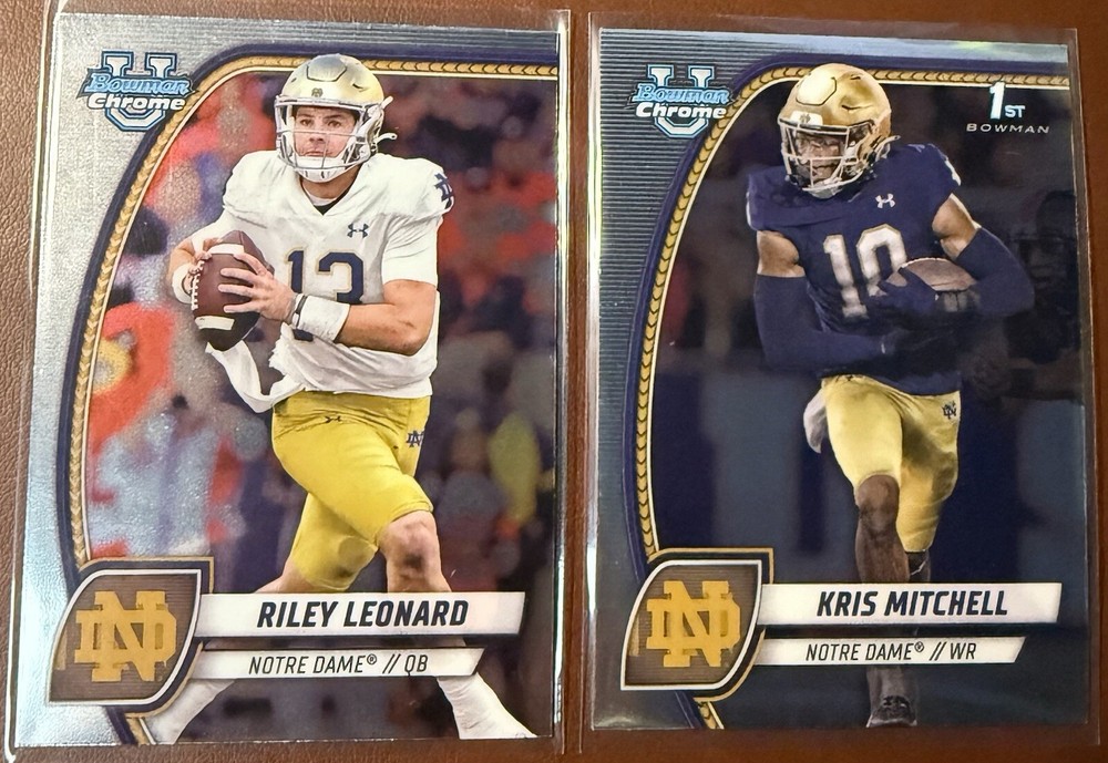 2024 Bowman Chrome Notre Dame Riley Leonard Kris Mitchell RC #154 #117