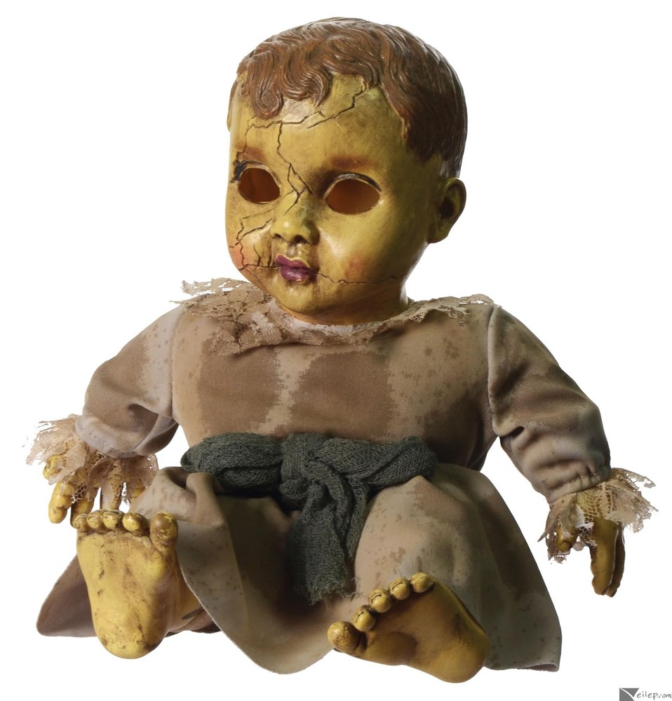 Seasonal Visions International Creepy Haunted Child's Doll Sound Activated 14...-image