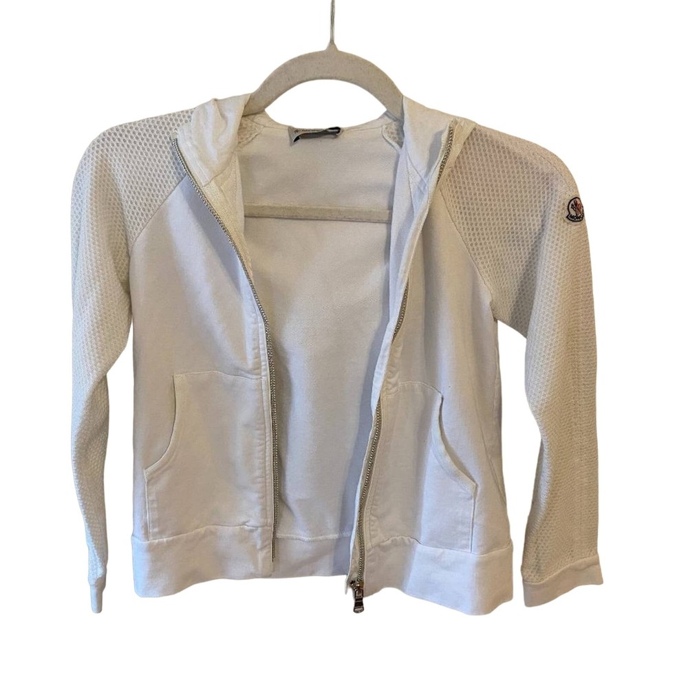 Moncler Kids White Hooded Zip Jacket Size 12 Authentic Luxury
