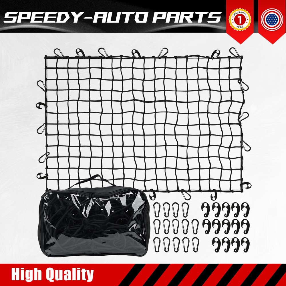5x7 Pickup Truck Cargo Net Stretches to 10x14 Heavy Duty Bungee Mesh Netting