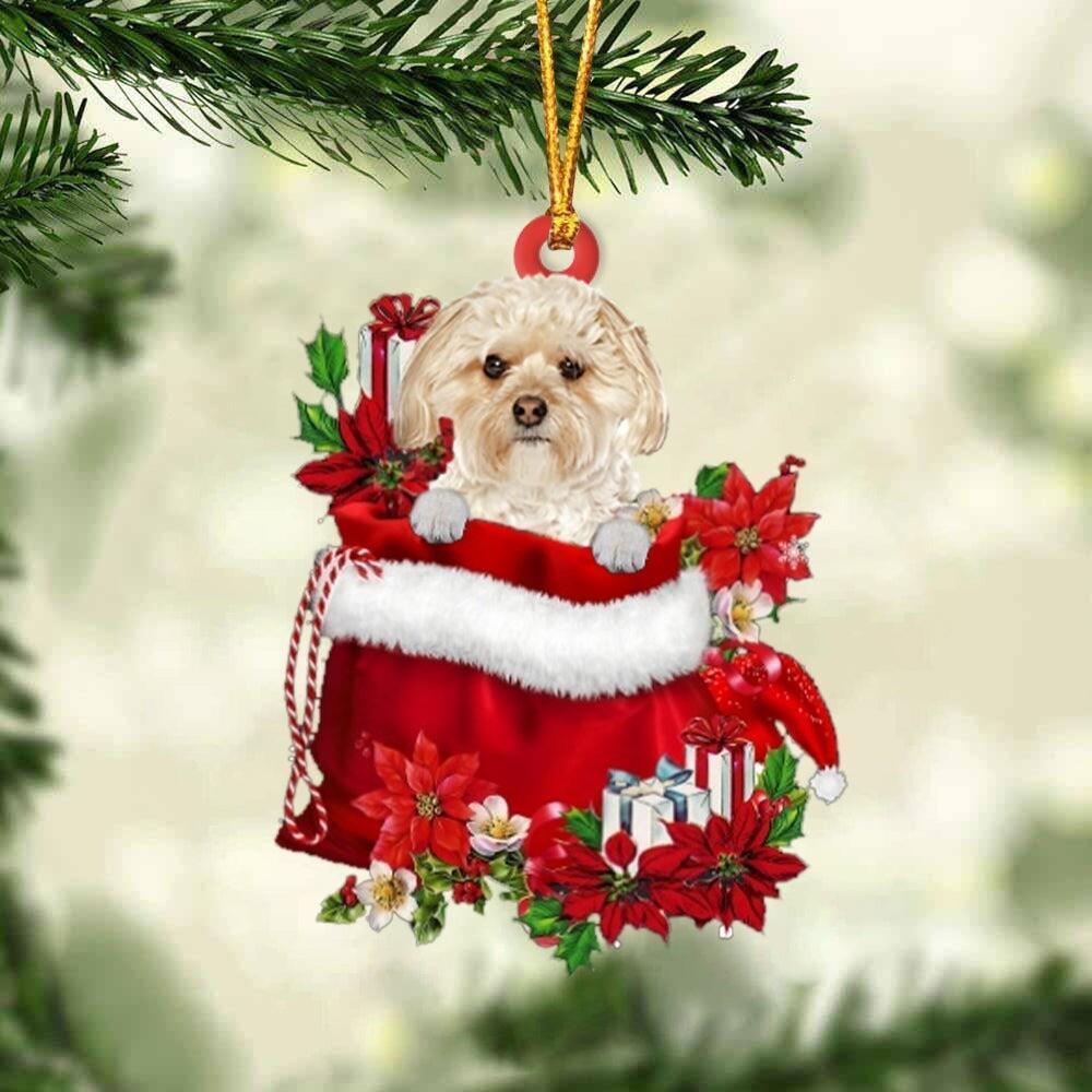 Morkie Dog Gift Bag Christmas Ornament  Morkie Dog Car Ornament Holiday Gift
