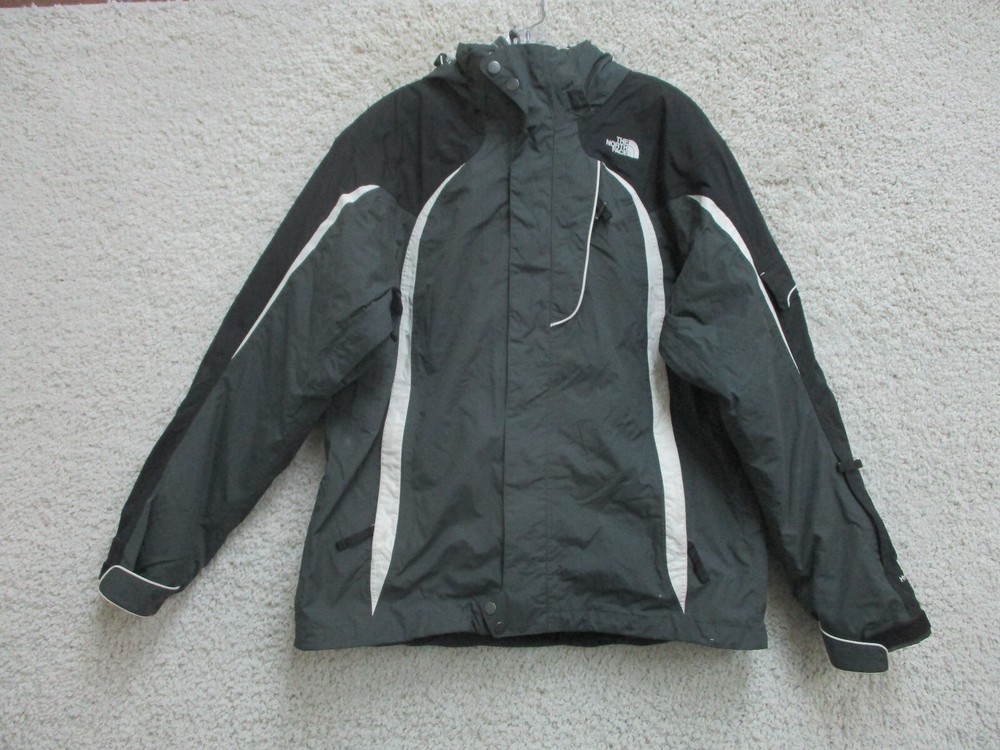 The North Face Women's Gray Medium HyVent Hooded Full-Zip Jacket with Pockets and Logo