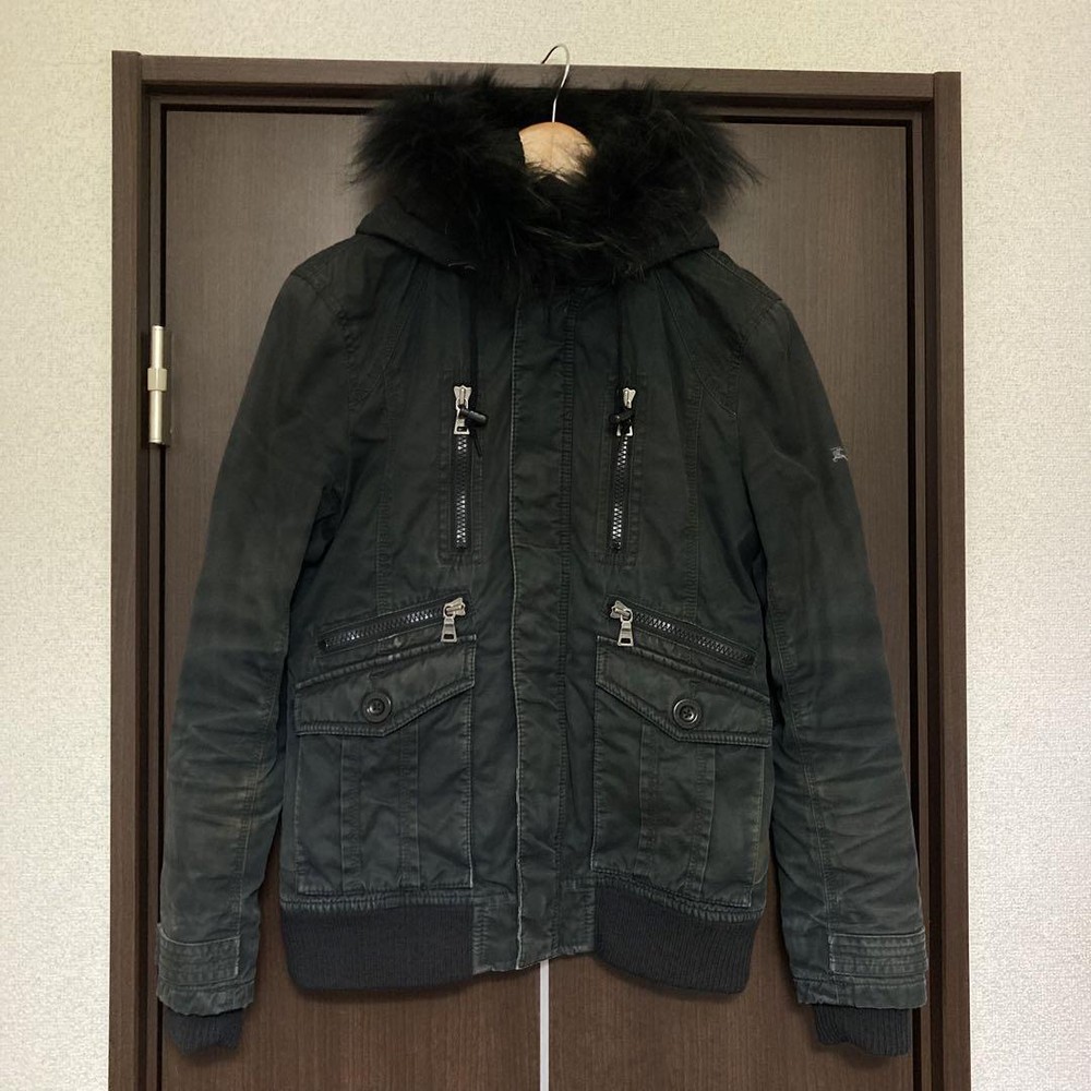 Burberry Black Label Military Padded Fur Jacket Black M Y2K F/S from Japan