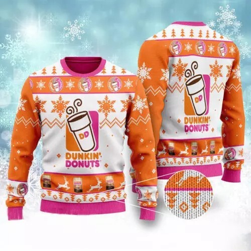 Dunkin' Donuts Ugly Sweater, Christmas Ugly 3D Sweater, Holiday Gifts