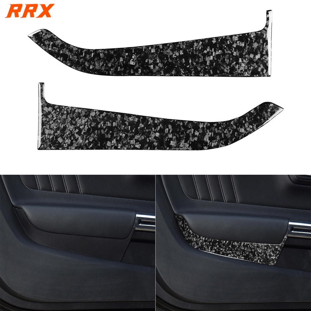 Forged Carbon Fiber Interior Door Panel Cover Trim For Ford Mustang GT 2015-2023
