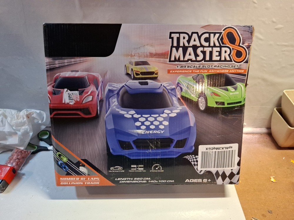 High-Speed Slot Car Race Track Set with 4 Cars, Battery or Plug In