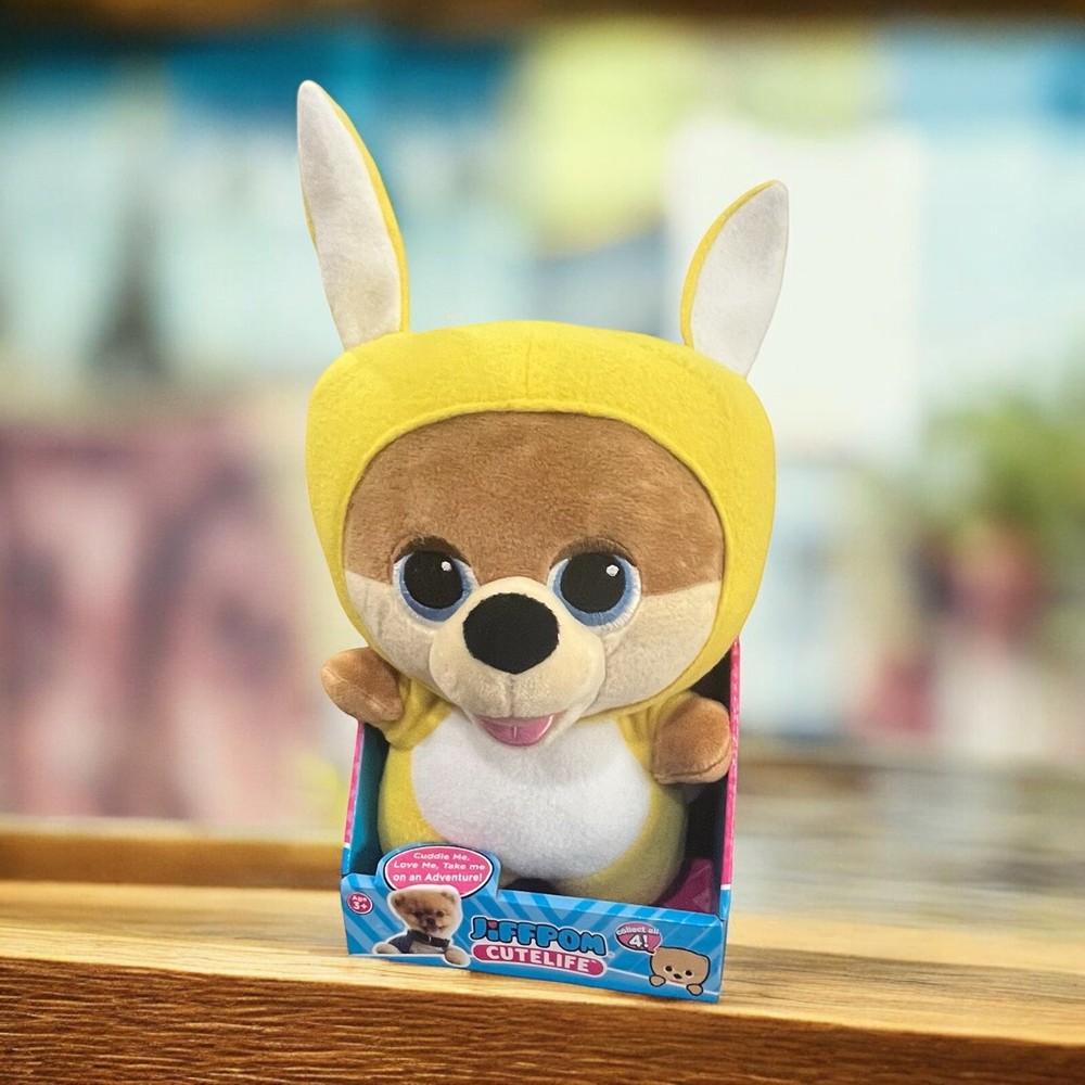NEW! JiffPom CuteLife Collectable Plush Toy | Snuggly Bunny Yellow Stuffie