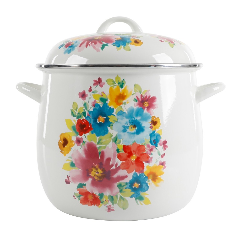 The Pioneer Woman Breezy Blossom Durable Enamel on Steel 12 Quart Stock Pot