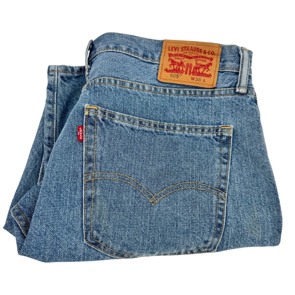 Levi's 505 Shorts Mens 36 (37x10 ACTUAL) Blue Denim Jorts Regular Fit