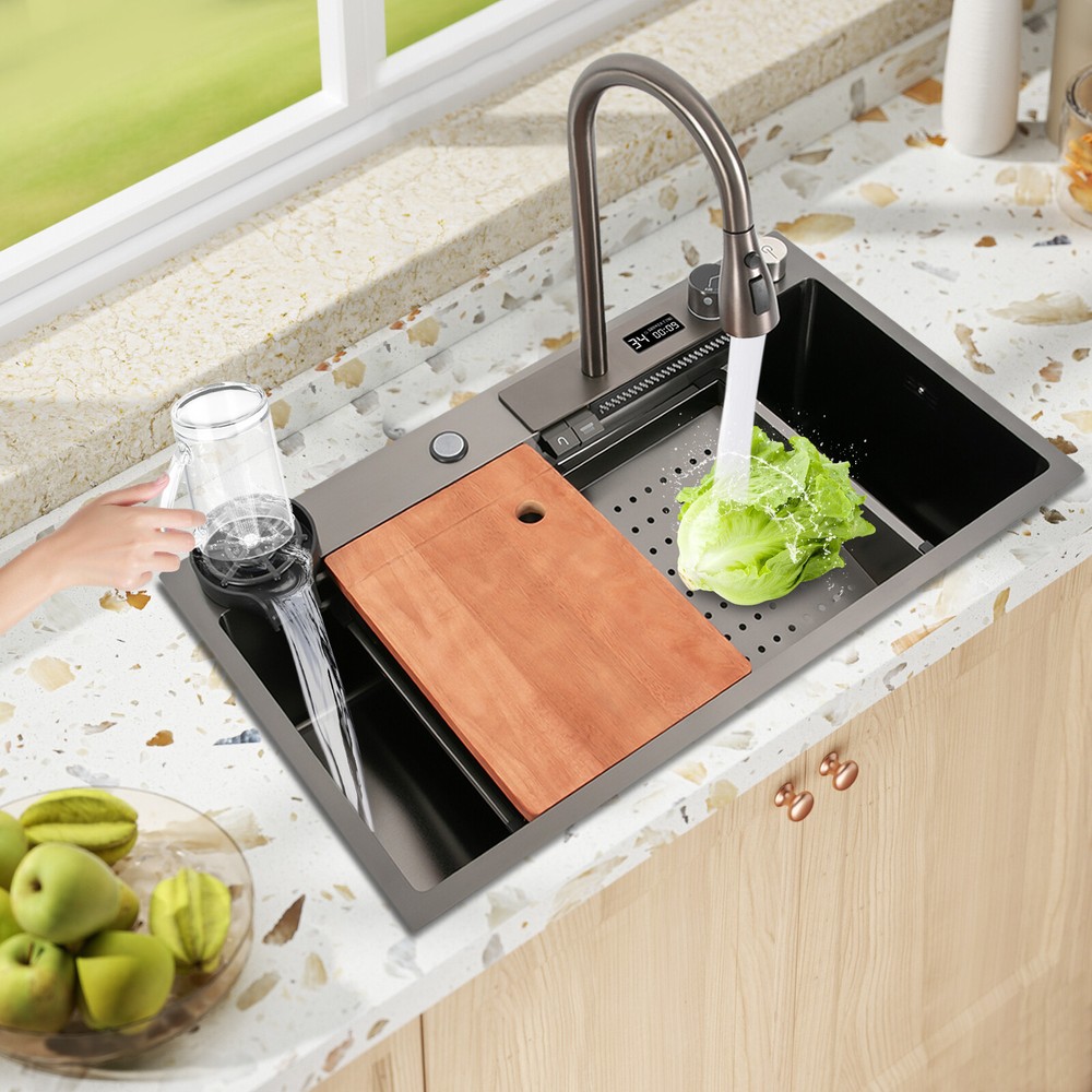 32-Inch Drop-in Stainless Steel Kitchen Sink with Large Basin Faucet and Cutting Board  