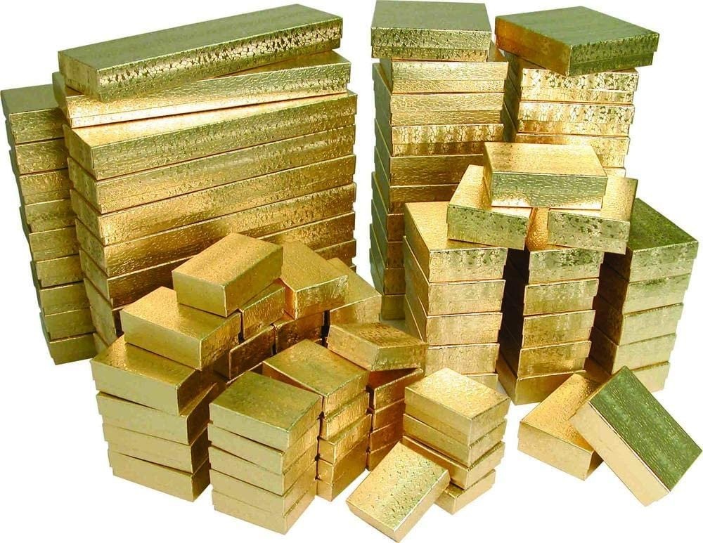 Gold Foil Boxes Cotton Filled Jewelry Boxes