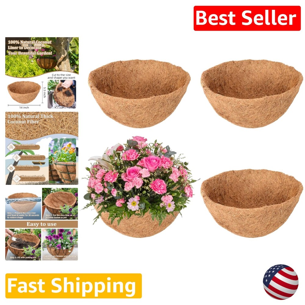 Eco-Friendly Coconut Coir Plant Pot Liners - Set of 4 for Stunning Floral Arrangements